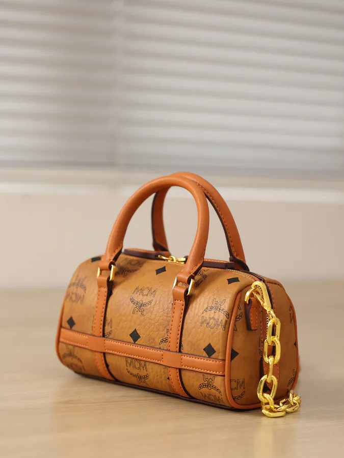 MCM Aren Boston Bag Urban Fashion Tote with Adjustable Chain Strap