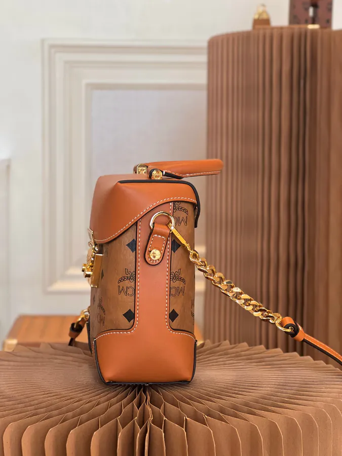 MCM Dry Cognac Print Bucket Bag Shoulder & Crossbody