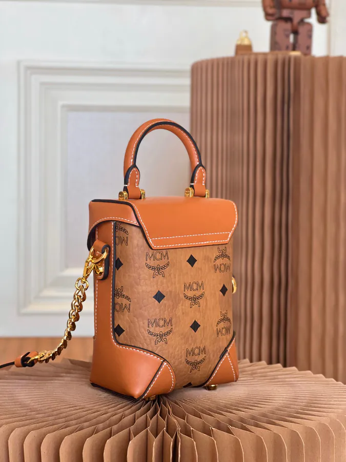 MCM Dry Cognac Print Bucket Bag Shoulder & Crossbody