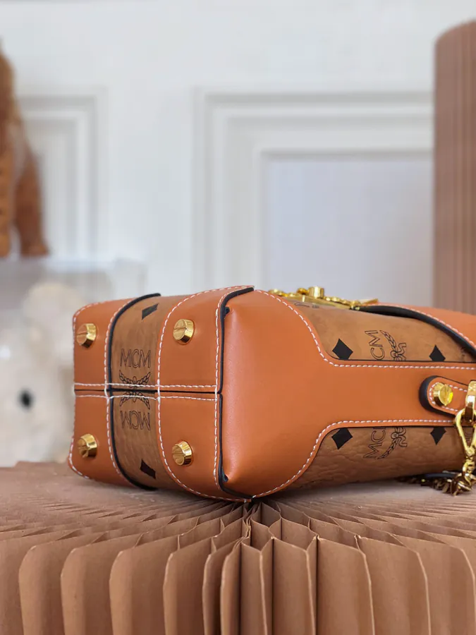 MCM Dry Cognac Print Bucket Bag Shoulder & Crossbody