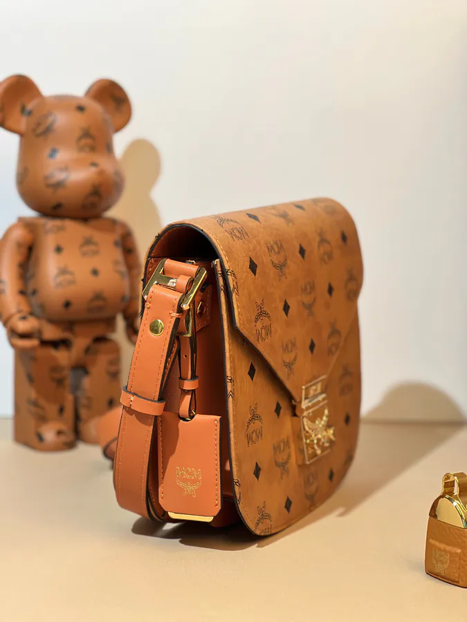 MCM Pasetia Visetos Satchel in Cognac