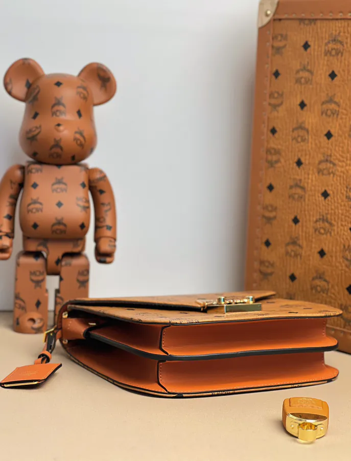 MCM Pasetia Visetos Satchel in Cognac