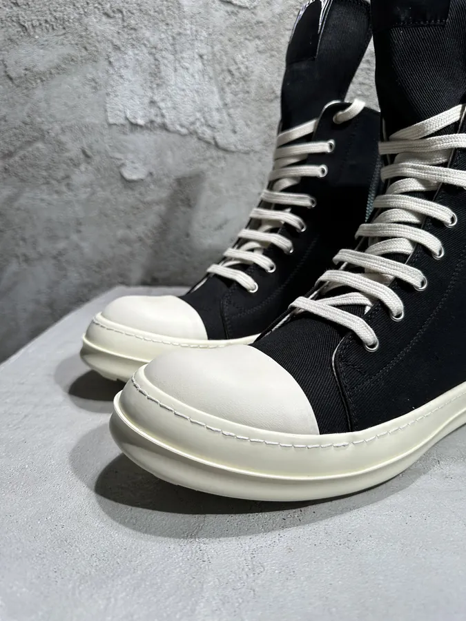 Ri Owens 2025SS Statement Embroidery Canvas High Top Sneaker