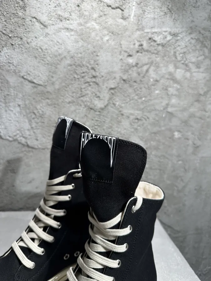 Ri Owens 2025SS Statement Embroidery Canvas High Top Sneaker