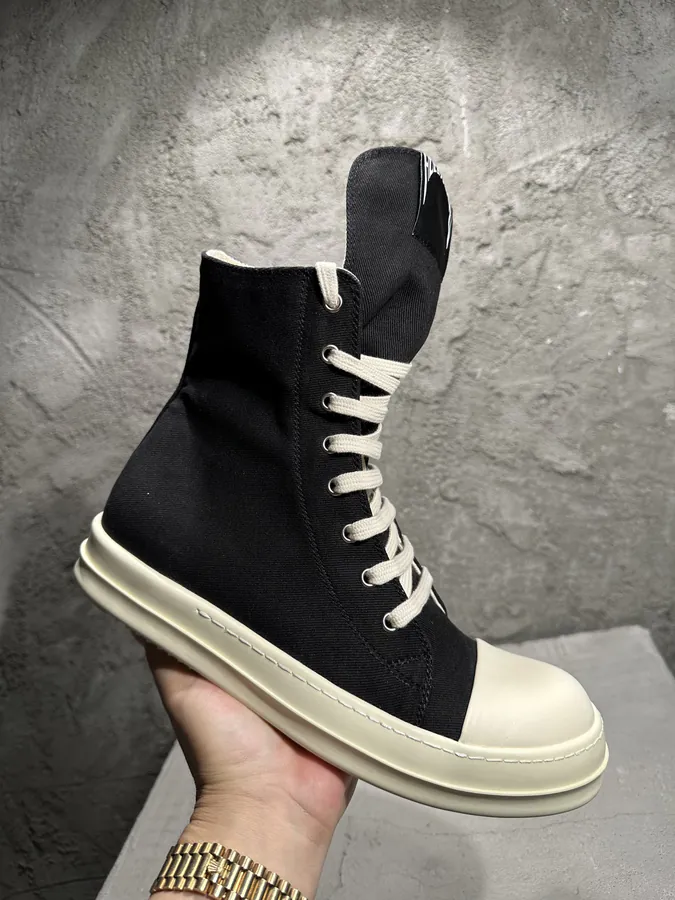 Ri Owens 2025SS Statement Embroidery Canvas High Top Sneaker