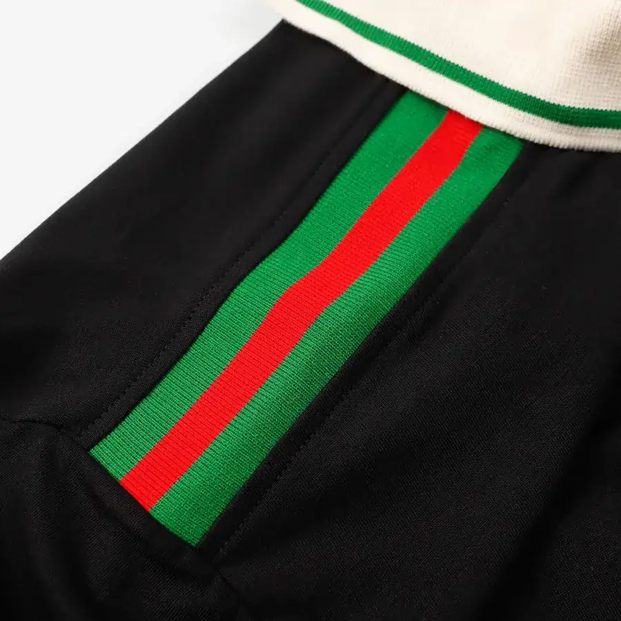 Gucc* 2024 New Arrival Double Shoulder Red and Green Striped Polo Shirt