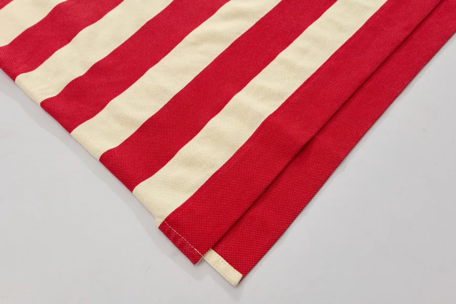 Gucc* New Arrival Red and White Striped Cotton Polo Shirt
