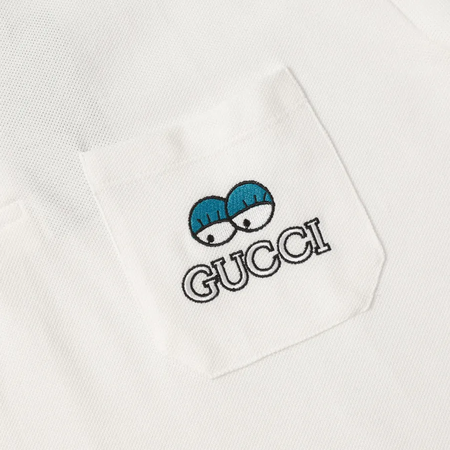 Gucc* 2024 New Arrival Pocket Cartoon Letter Embroidered Polo Shirt