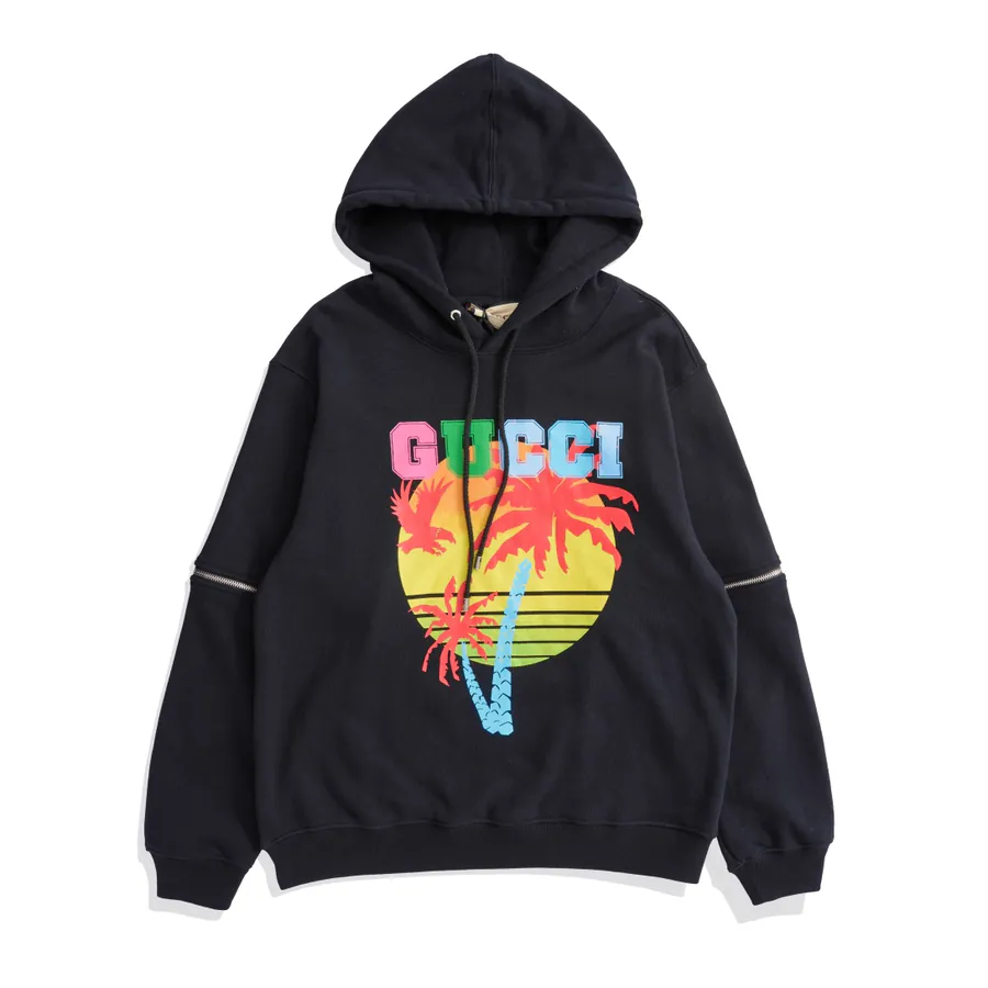 Gucc*22 Fall Winter New Arrival Sunset Print Detachable Sleeve Hoodie
