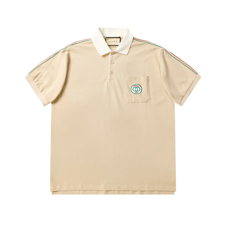Gucc* 2024 New Arrival Green and Red Embroidered Polo Shirt