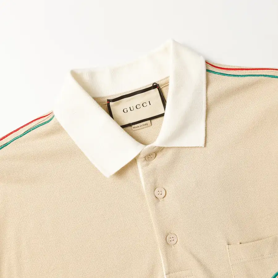 Gucc* 2024 New Arrival Green and Red Embroidered Polo Shirt