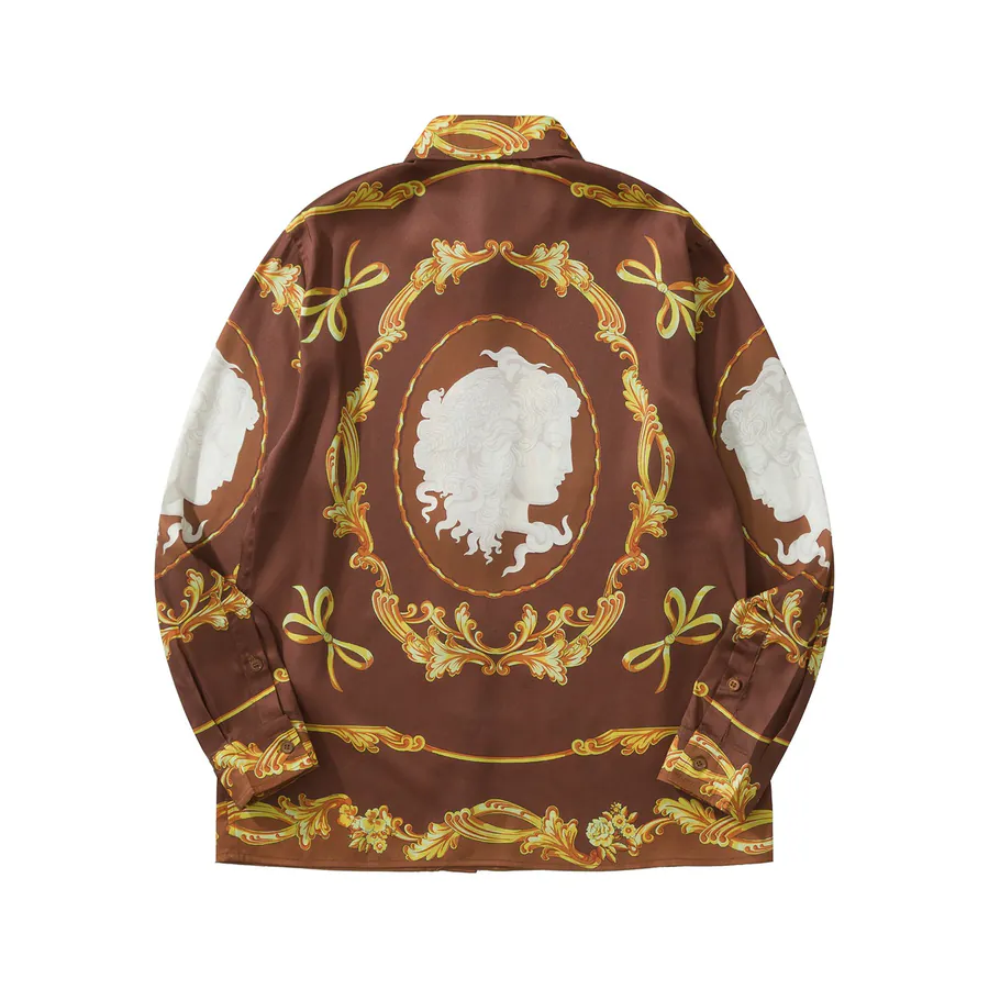 VS 2025 New Collection Medusa Embossed Print Tech Silk Stripe Classic Long Sleeve Shirt