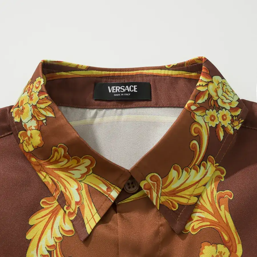 VS 2025 New Collection Medusa Embossed Print Tech Silk Stripe Classic Long Sleeve Shirt
