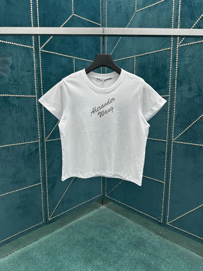 Alexander Wang Women's 25ss New Logo Simple Comfort Round Neck Short Sleeve T Shirt