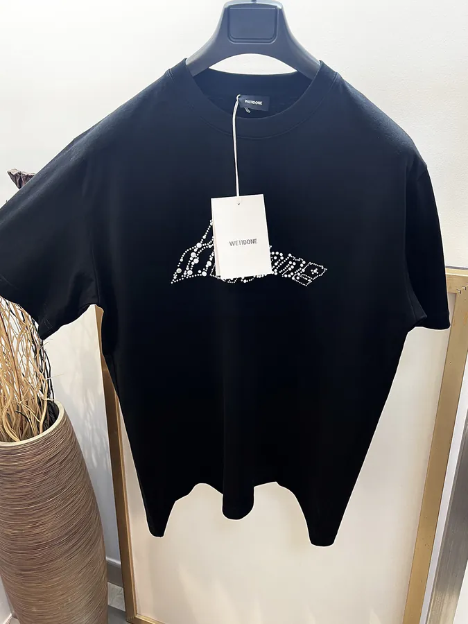 WE11DONE 25SS Oversize Cotton T Shirt in Black and White