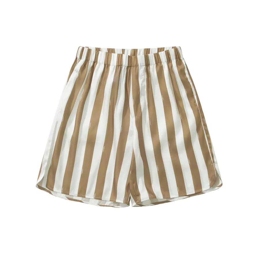 FD Pequin Bermuda Shorts in Beige Stripes