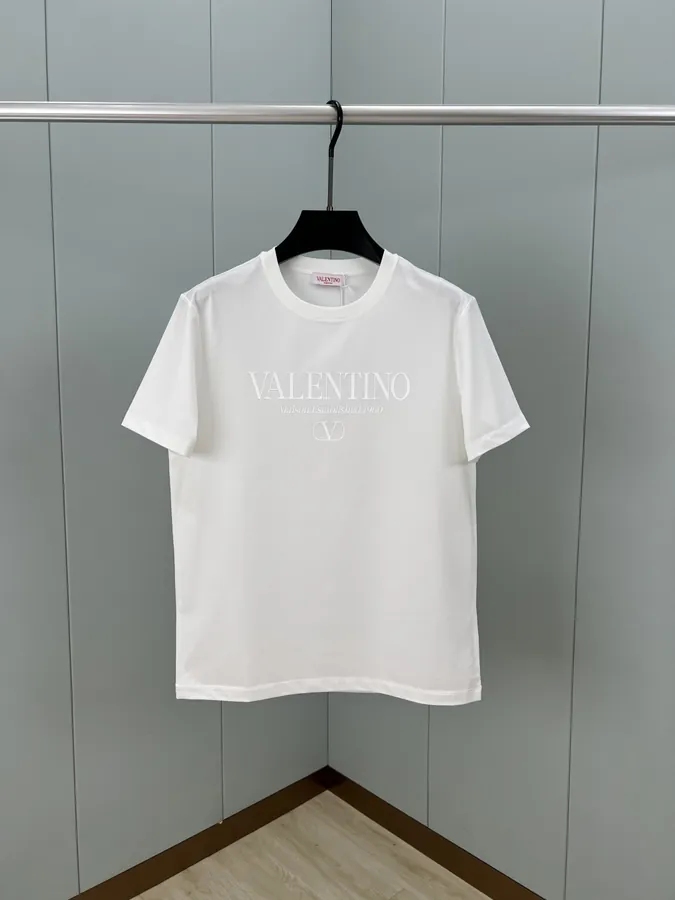 Valentino Summer New Collection Solid Color Brand Logo 3D Print T Shirt