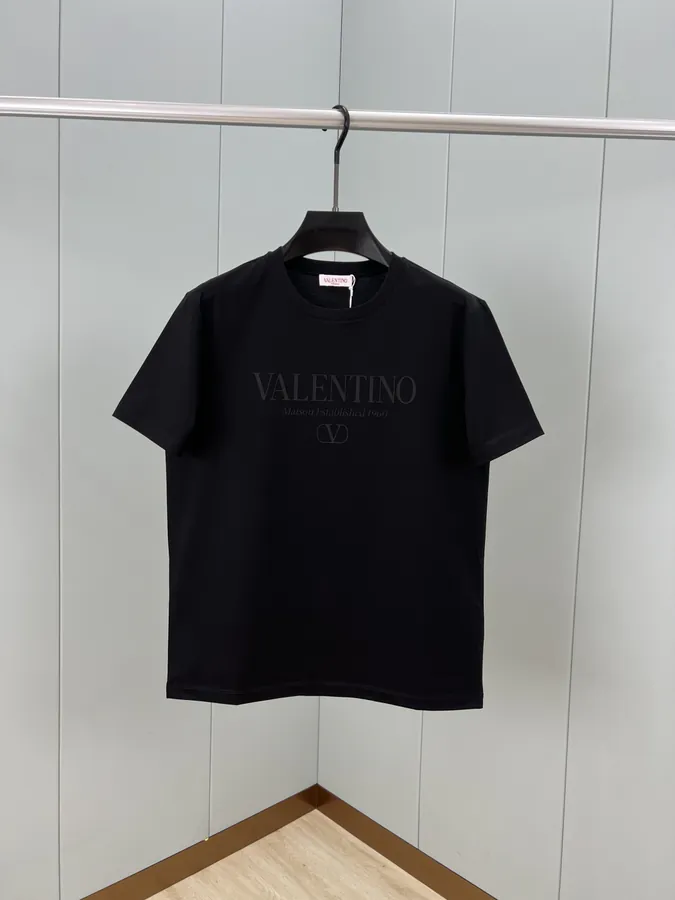 Valentino Spring Summer New Collection Solid Color Brand Full Letter Logo 3D Print T Shirt