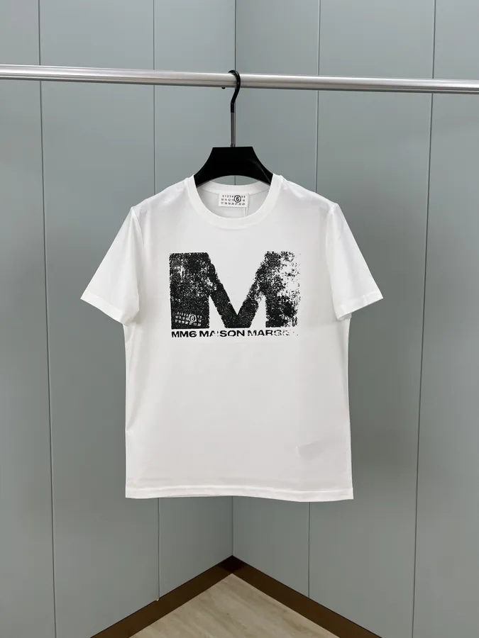 MM6 Maison Margiela 25 Spring Summer New Large M Letter Distressed Print Short Sleeve T Shirt