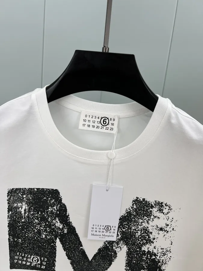 MM6 Maison Margiela 25 Spring Summer New Large M Letter Distressed Print Short Sleeve T Shirt