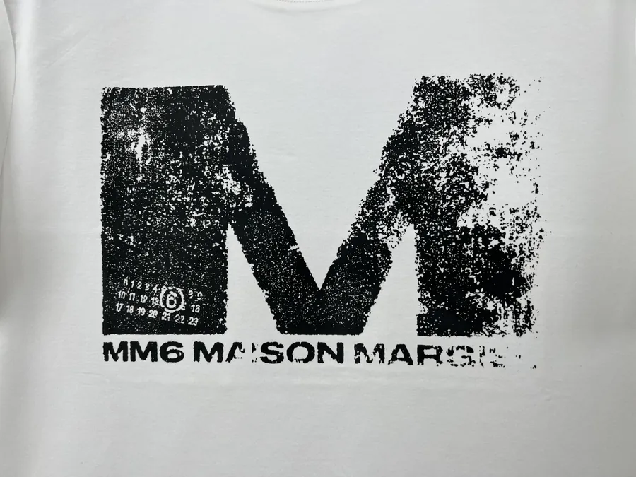 MM6 Maison Margiela 25 Spring Summer New Large M Letter Distressed Print Short Sleeve T Shirt