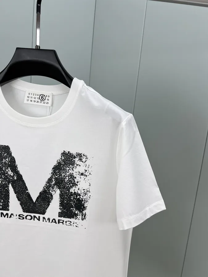 MM6 Maison Margiela 25 Spring Summer New Large M Letter Distressed Print Short Sleeve T Shirt