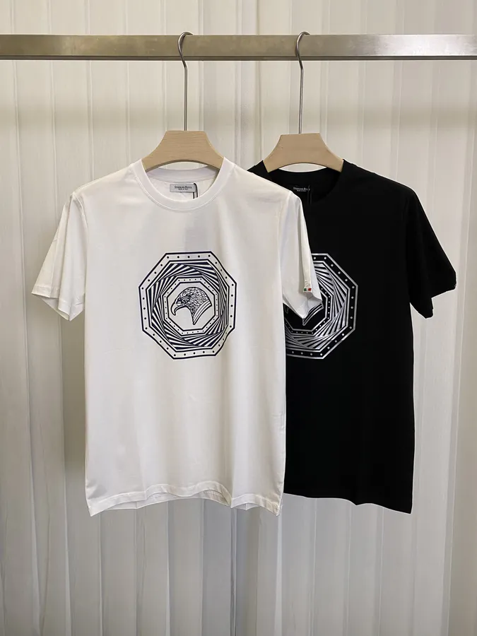 Stephen Embroidery Men's Round Neck Silk Cotton Short Sleeve T shirt