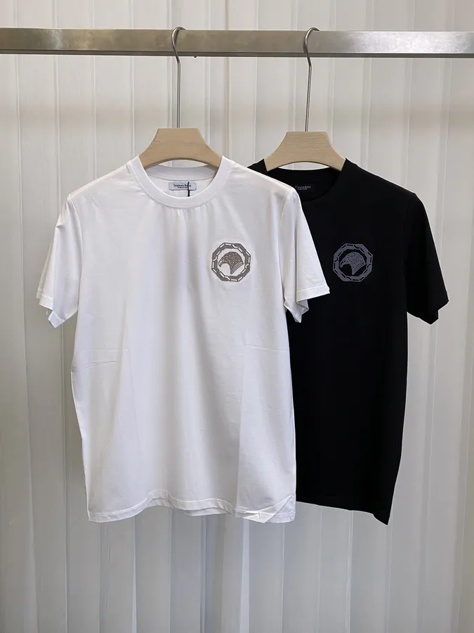 Stephen Embroidery Men's Round Neck Silk Cotton Short Sleeve T shirt