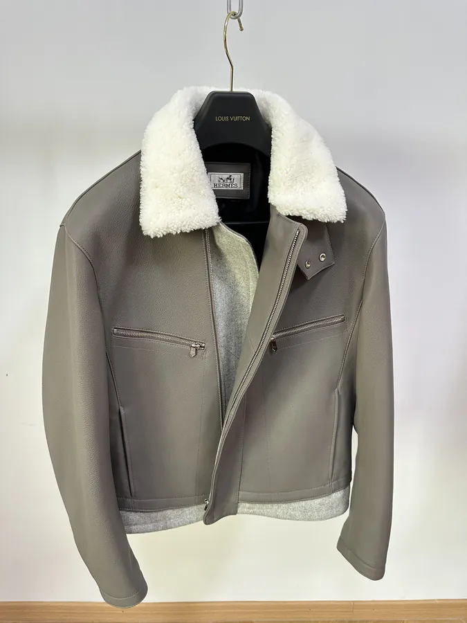 H Family New Arrival Imported Calfskin Pattern Goat Leather Jacket