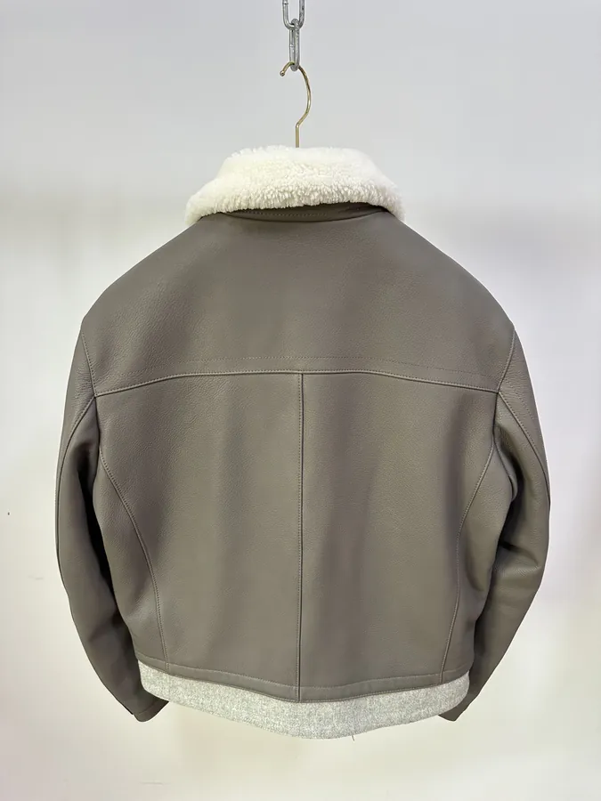 H Family New Arrival Imported Calfskin Pattern Goat Leather Jacket