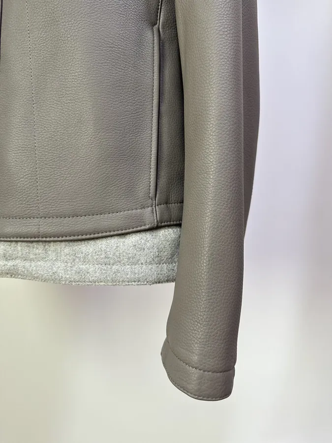 H Family New Arrival Imported Calfskin Pattern Goat Leather Jacket