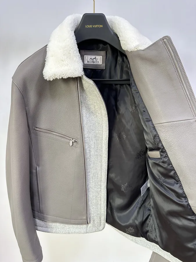 H Family New Arrival Imported Calfskin Pattern Goat Leather Jacket