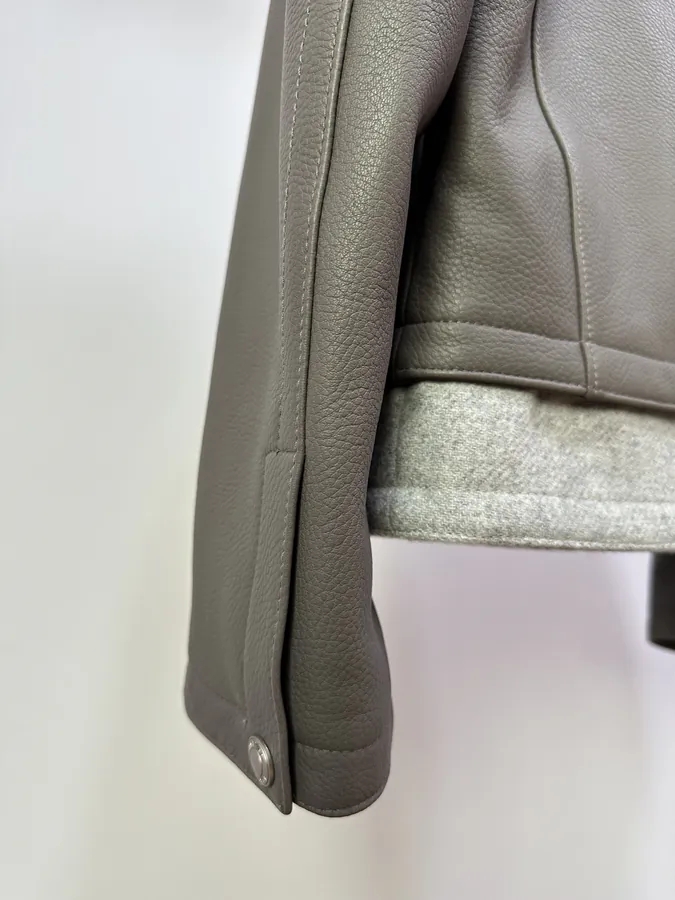 H Family New Arrival Imported Calfskin Pattern Goat Leather Jacket