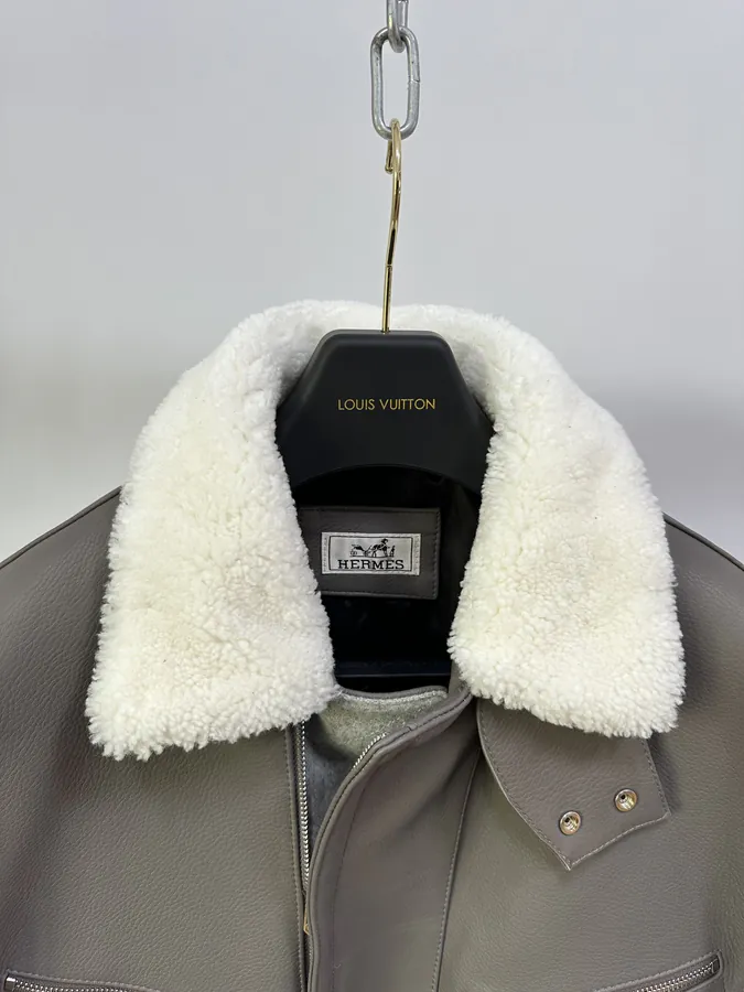 H Family New Arrival Imported Calfskin Pattern Goat Leather Jacket