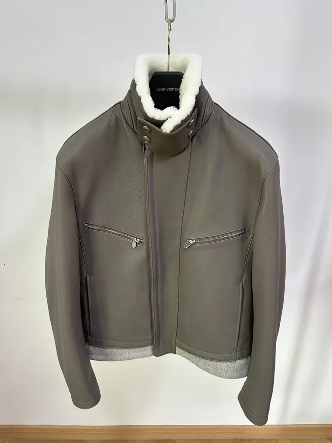 H Family New Arrival Imported Calfskin Pattern Goat Leather Jacket