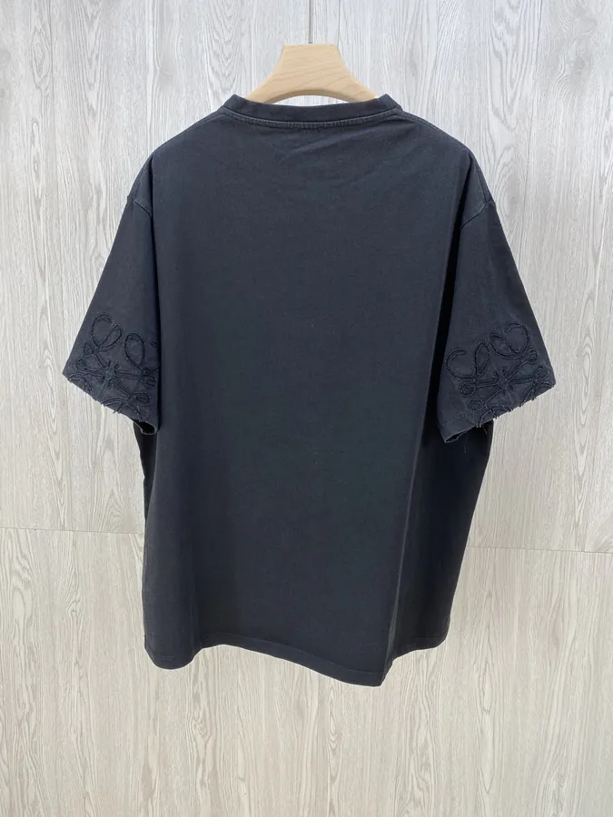 LOE Embroidered情侣款Round Neck Short Sleeve T恤