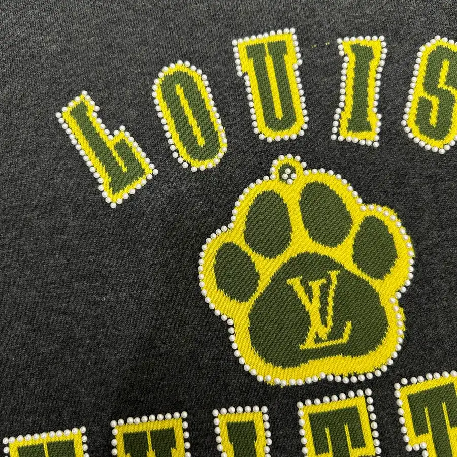 P220 Dog Series Beaded Jacquard Cotton Round Neck T Shirt