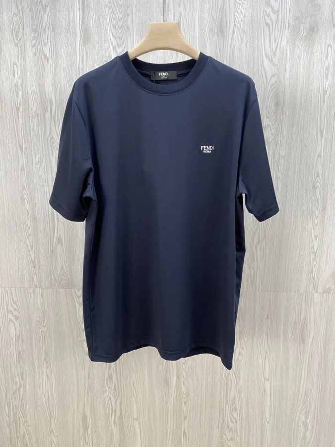 FEN** Summer New Collection Classic Letter Logo Navy Blue Short Sleeve T Shirt
