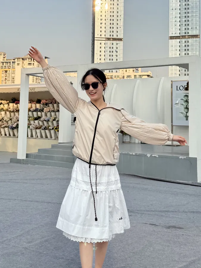 Maison Margiela Windbreaker with Sleeve Pleats and Ventilated Mesh Back