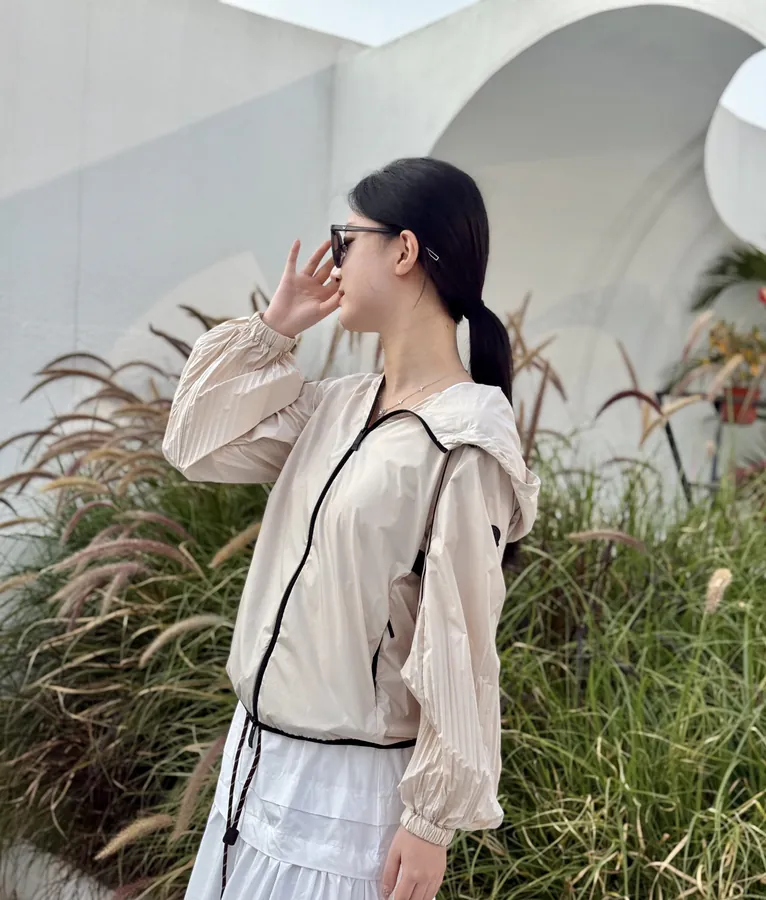 Maison Margiela Windbreaker with Sleeve Pleats and Ventilated Mesh Back