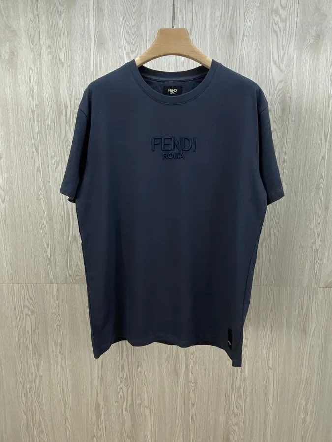 FD Letter Embroidery Round Neck Short Sleeve T shirt