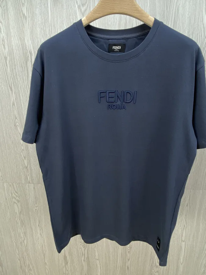 FD Letter Embroidery Round Neck Short Sleeve T shirt