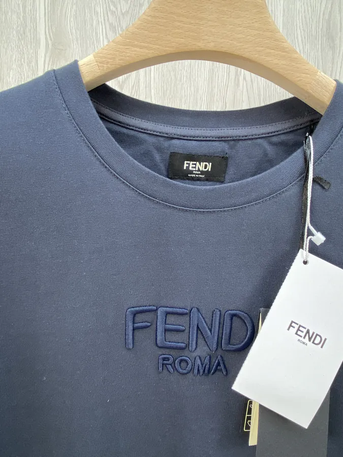 FD Letter Embroidery Round Neck Short Sleeve T shirt