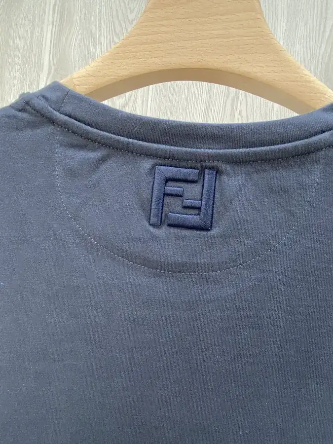 FD Letter Embroidery Round Neck Short Sleeve T shirt