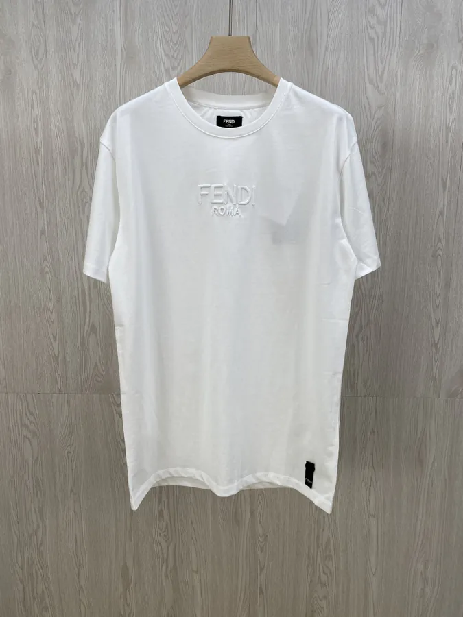 FD Letter Embroidery Round Neck Short Sleeve T shirt