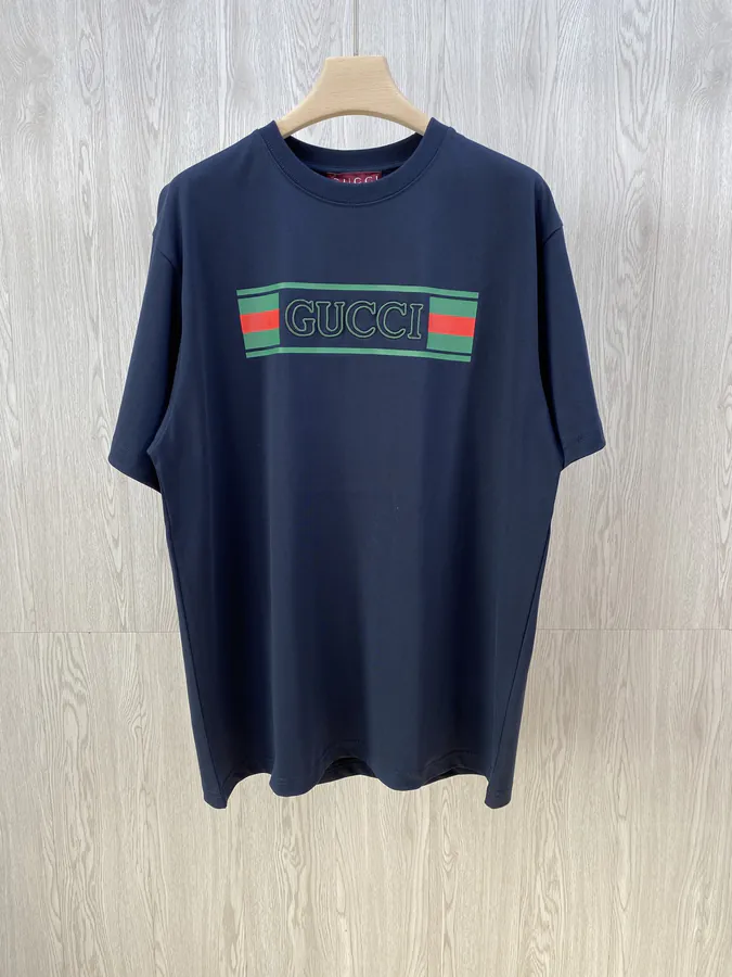 GU Flag Embroidered Round Neck T shirt