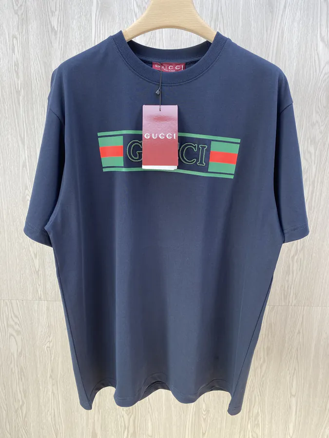 GU Flag Embroidered Round Neck T shirt