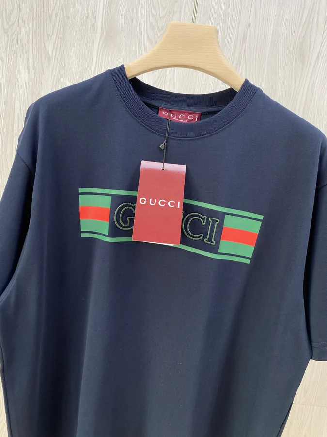 GU Flag Embroidered Round Neck T shirt