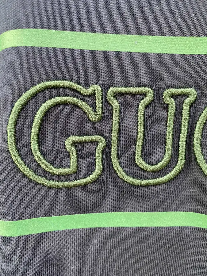 GU Flag Embroidered Round Neck T shirt