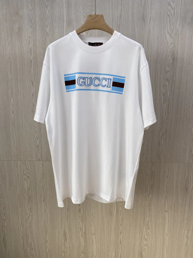 GU Flag Embroidered Round Neck T Shirt